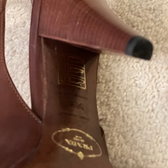 Prada Brown Leather Slingback Pumps - Picture 5 of 8